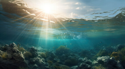 Obraz na płótnie Canvas Underwater light rays
