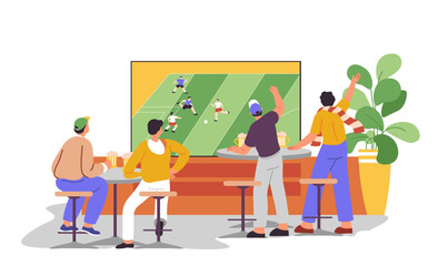 Sports fans in bar or pub watching football game