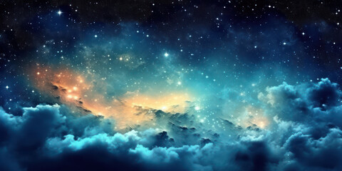 Blue and white starry night space 