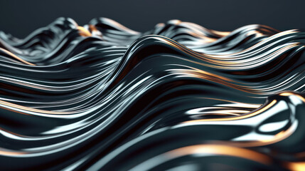 Dark silver wavy liquid metal abstract background