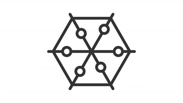 Animated radar chart line icon. Connecting dots animation. Performance evaluation. Business analytics. Market analysis. Loop HD video with alpha channel, transparent background. Outline motion graphic