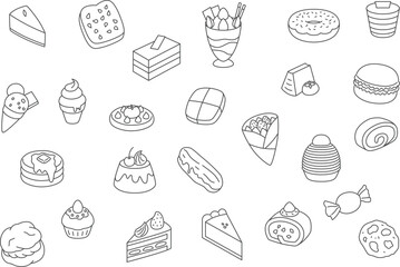 線画スイーツの壁紙イラストアイコンセット