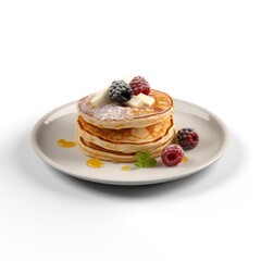 a plate of pancake on white background for food photography generative ai