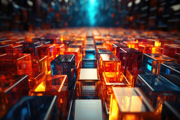 Obraz premium Random Geometric Shapes with a Spectrum of Colors. Generative AI