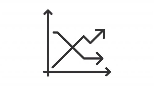 Financial analysis icons animation. Animated line growth and decrease diagrams. Financial report. Business results. Loop HD video with alpha channel, transparent background. Outline motion graphic