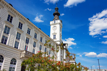 Town Hall Tower of the historic Jablonowski Palace on Theatre Square in the Downtown district in...
