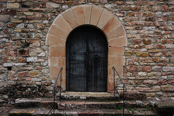 Entrance at Valldeneu Church in Osona, Barcelona