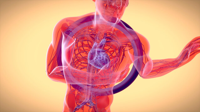 Abstract 3D illustration of a heart attack