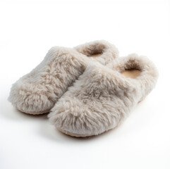 Fototapeta na wymiar Wool home slippers isolated on a white background