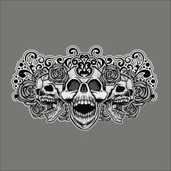 Gothic sign with skull, grunge vintage design t shirts
