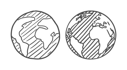 Black Sketch Globe Illustration. Planet Earth