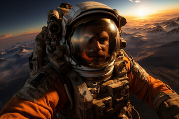 Astronaut capturing the sunrise from space, astronaut, space Generative AI