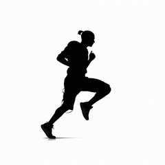 Fototapeta na wymiar Man, football and running quarterback in silhouette illustration for ai generated sports and fitness