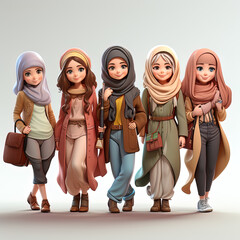 Muslim Kids Cartoon Vector, illustration, Generative AI