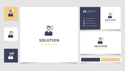 Solution logo design with editable slogan. Branding book and business card template.