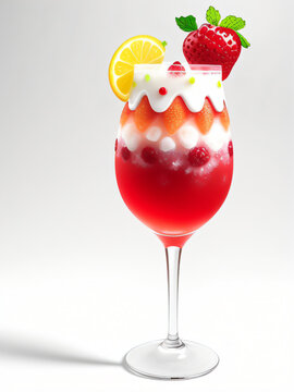 a cocktail with strawberry, commercial picture