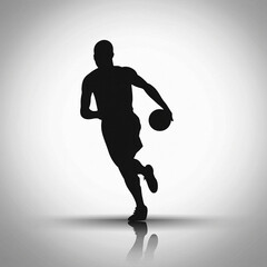Fototapeta na wymiar Man, basktball player and ball in silhouette illustration for ai generated sports, game and fitness