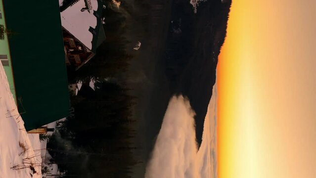 Multi-colored dawn in the mountains with clouds and trees. Hike to the top of Hoverla. We welcome morning