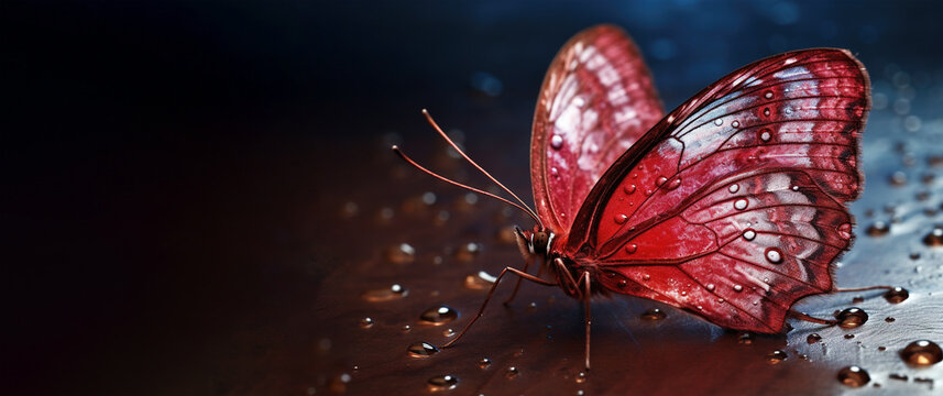 red butterfly panoramic layout. Generative Ai