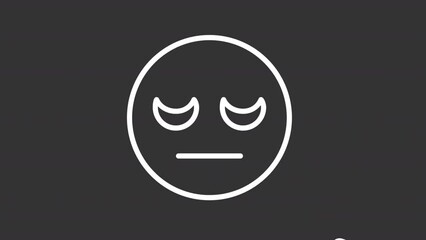 Negativity white icon animation. Animated line mouse cursor clicking on emoji. Sad face. Digital network. Loop HD video with alpha channel, transparent background. Motion graphic design for night mode