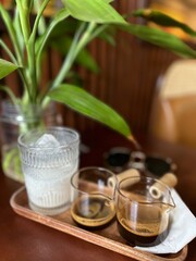 Ice coffee with coconut milk. Traditional Vietnam coffee