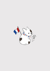  french bulldog france liberte vector graphic illustration