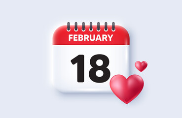 18th day of the month icon. Calendar date 3d icon. Event schedule date. Meeting appointment time. 18th day of February month. Calendar event reminder date. Vector