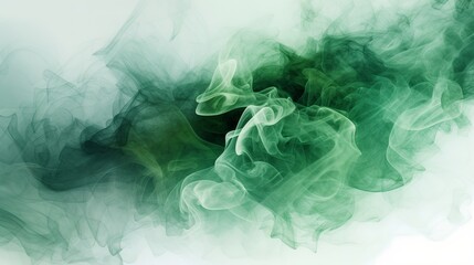 Digital wallpaper featuring multiple green and white smoke elements, creating a captivating and ethereal composition. Generative Ai