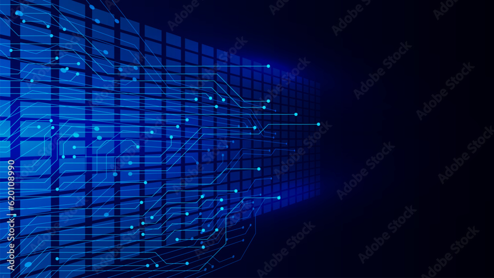 Poster abstract futuristic high-tech technology with electronic circuit board. big data visualization, glob