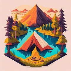 camping in the forest