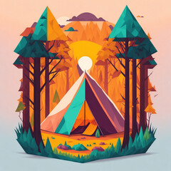 camping in the forest