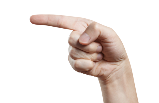 Hand pointing or touching something, cut out