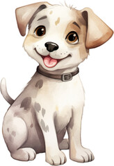 dog watercolor clipart two-dimensional neutral colors for kids simple drawn childish cute illustration sweet white background.