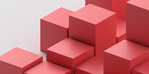 Obraz premium Abstract 3d render, red geometric background design