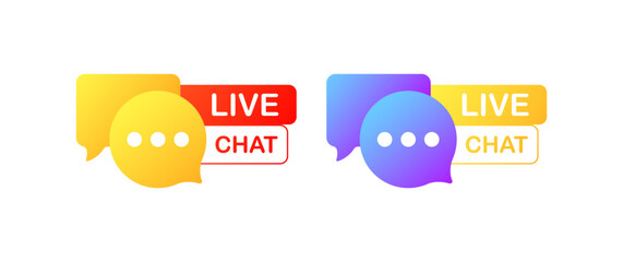 Live chat. Flat, color, advertising banner live chat, communicate in live chat. Vector illustration.