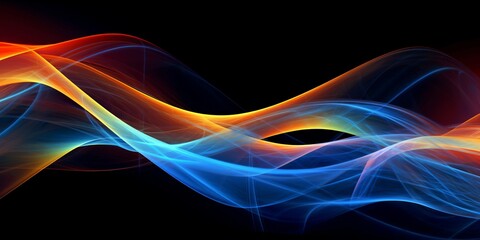 Naklejka premium Abstract digital art composition featuring vibrant and colorful lines in varying shades of blue. Generative Ai