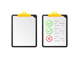 Check list. Flat, color, checklist template, checklist points. Vector illustration.