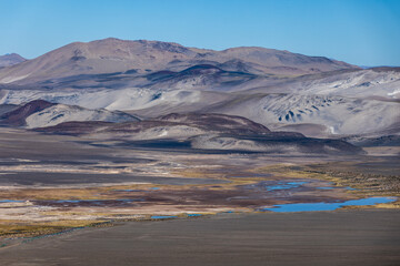 Picturesque landscape along the route to El Peñon - wild nature of the remote highlands in Argentina, South America - Discovering the Puna