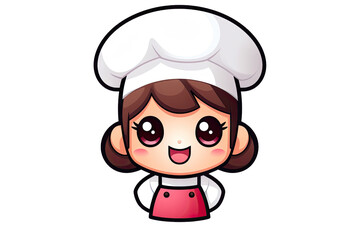 cute chef girl in uniform character 
