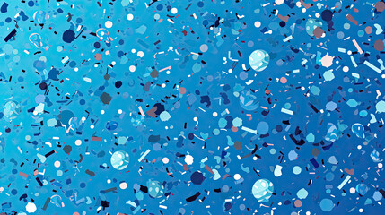 Blue background with confetti. Illustration
