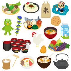 岩手県の名物のイラストセット