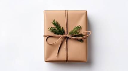 Eco friendly wrapped gift decorated for Christmas