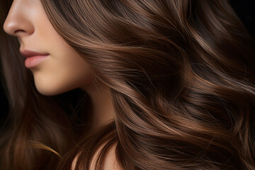 Fototapeta premium Hair woman close up. Generative Ai