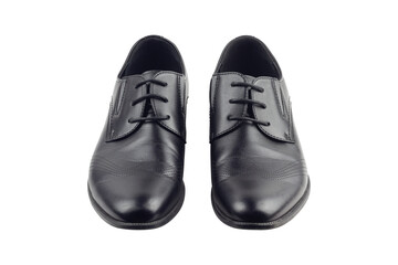 Classic men's black leather shoes isolated from background