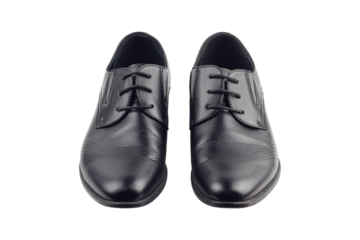 Classic men's black leather shoes isolated from background