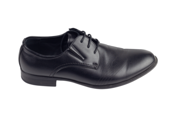 Classic men's black leather shoes isolated from background