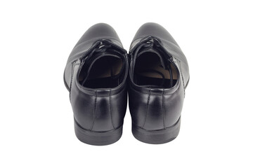 Classic men's black leather shoes isolated from background