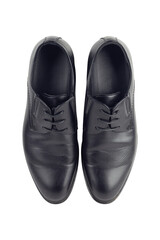 Classic men's black leather shoes isolated from background