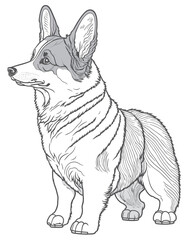 Vector dog outline,  Pembroke Welsh Corgi