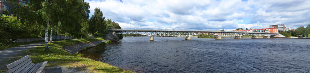 Fototapeta na wymiar Panoramic view of river Skellefteälven in Skelleftea, Sweden, Europe 